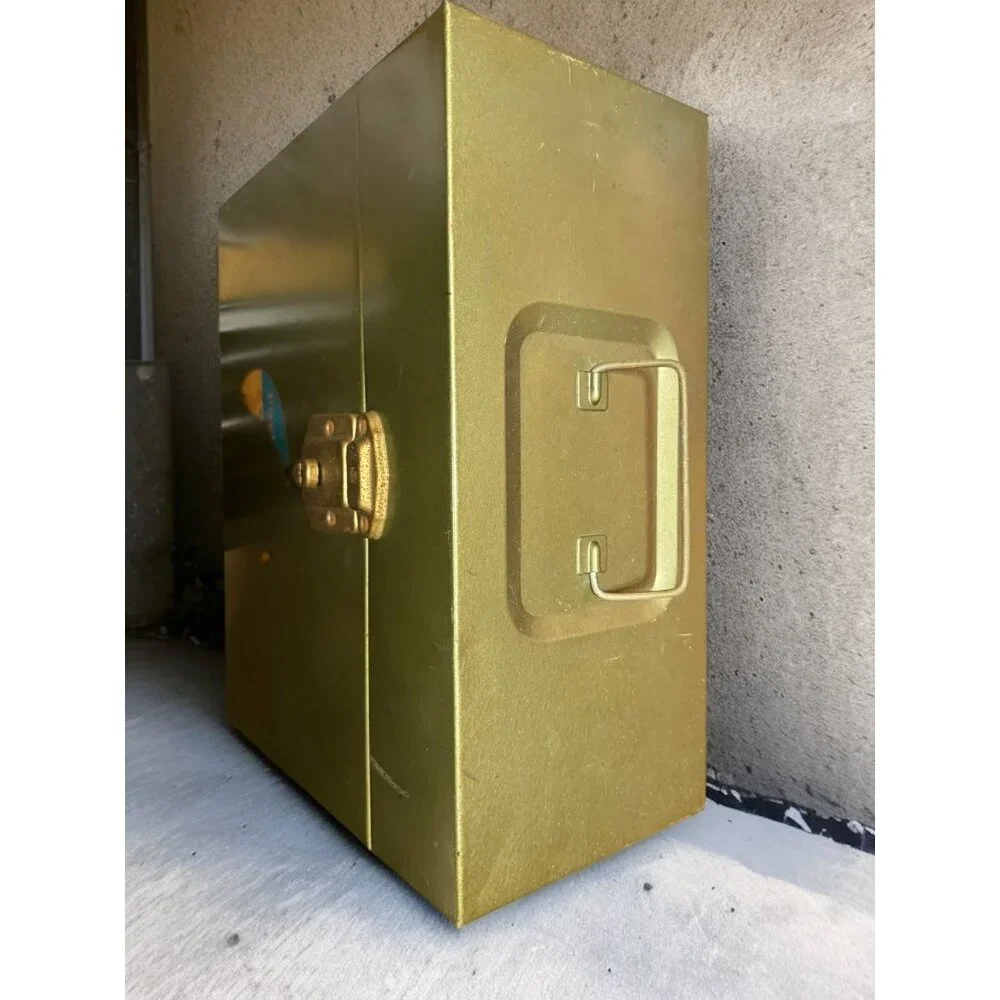 Vintage Hamilton Porta-File Green Metal File Box - No Key
